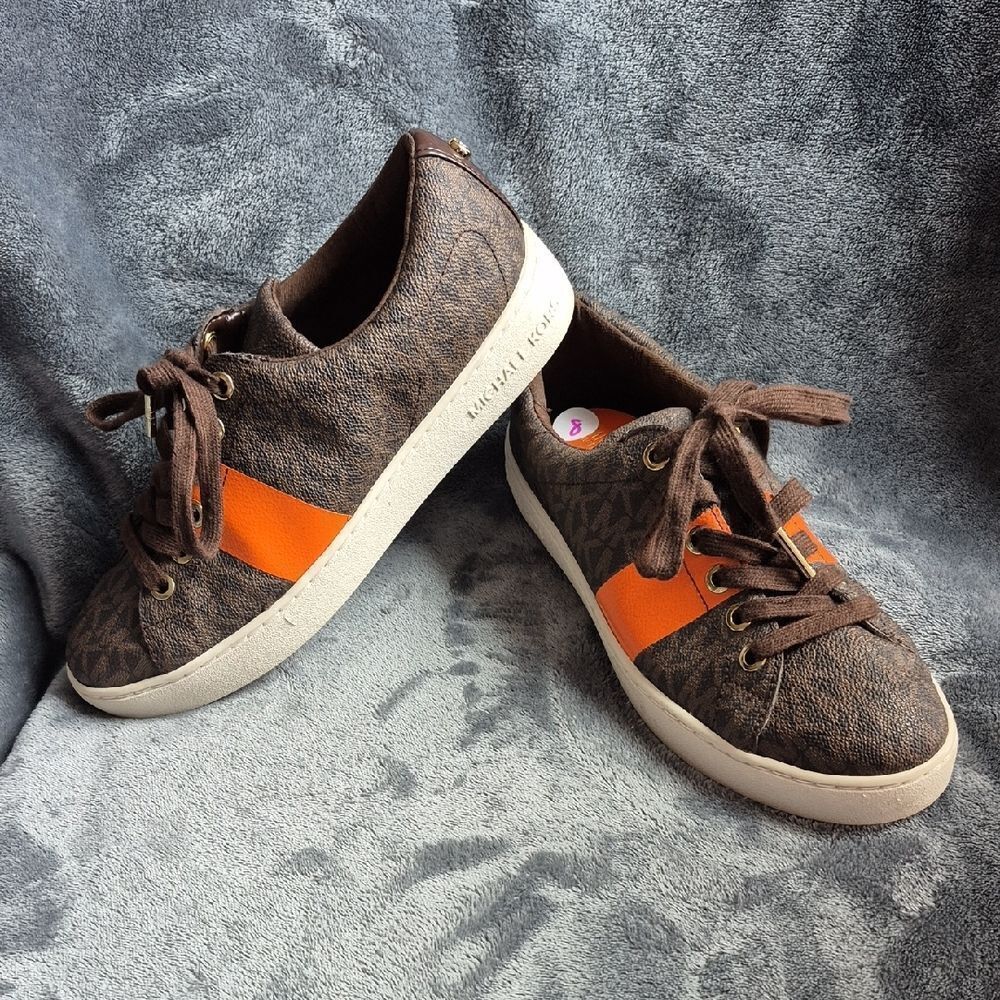 Michael by Michael Kors Women's 8 Dark Brown and Orange Sneakers